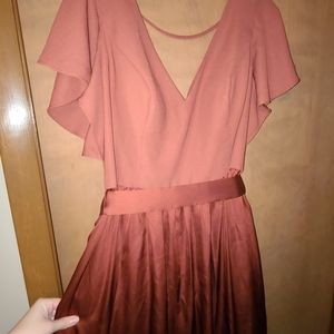 David's Bridal Cinnamon Flutter Sleeve Bridesmaids Dress Size 14 Altered to 12